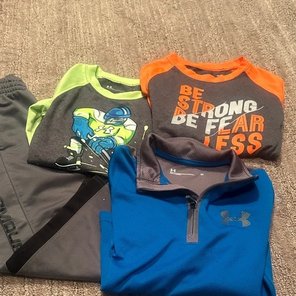 Under Armour lot. 3 long sleeve shirts and 1 pants size 3T - Picture 1 of 12